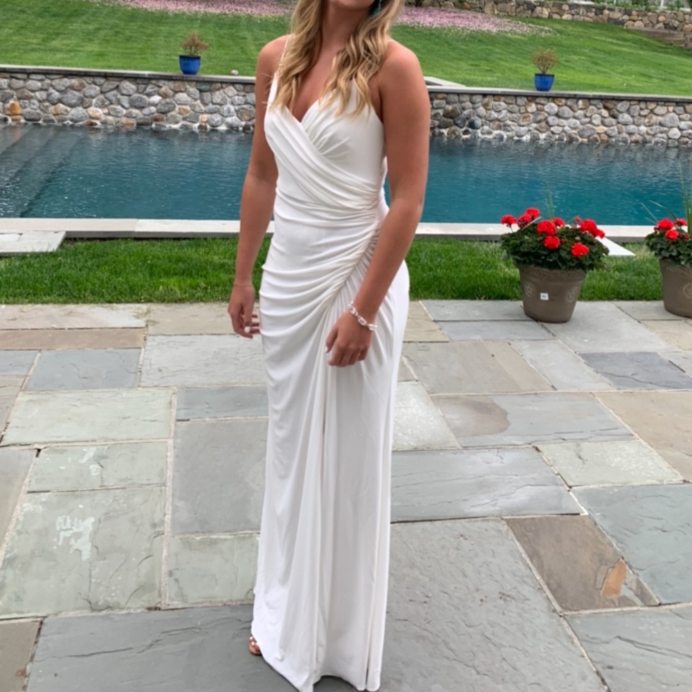 Adrianna Papell ~ Size 8 ~Ivory Maxi Dress~Prom Formal Wedding Party ~